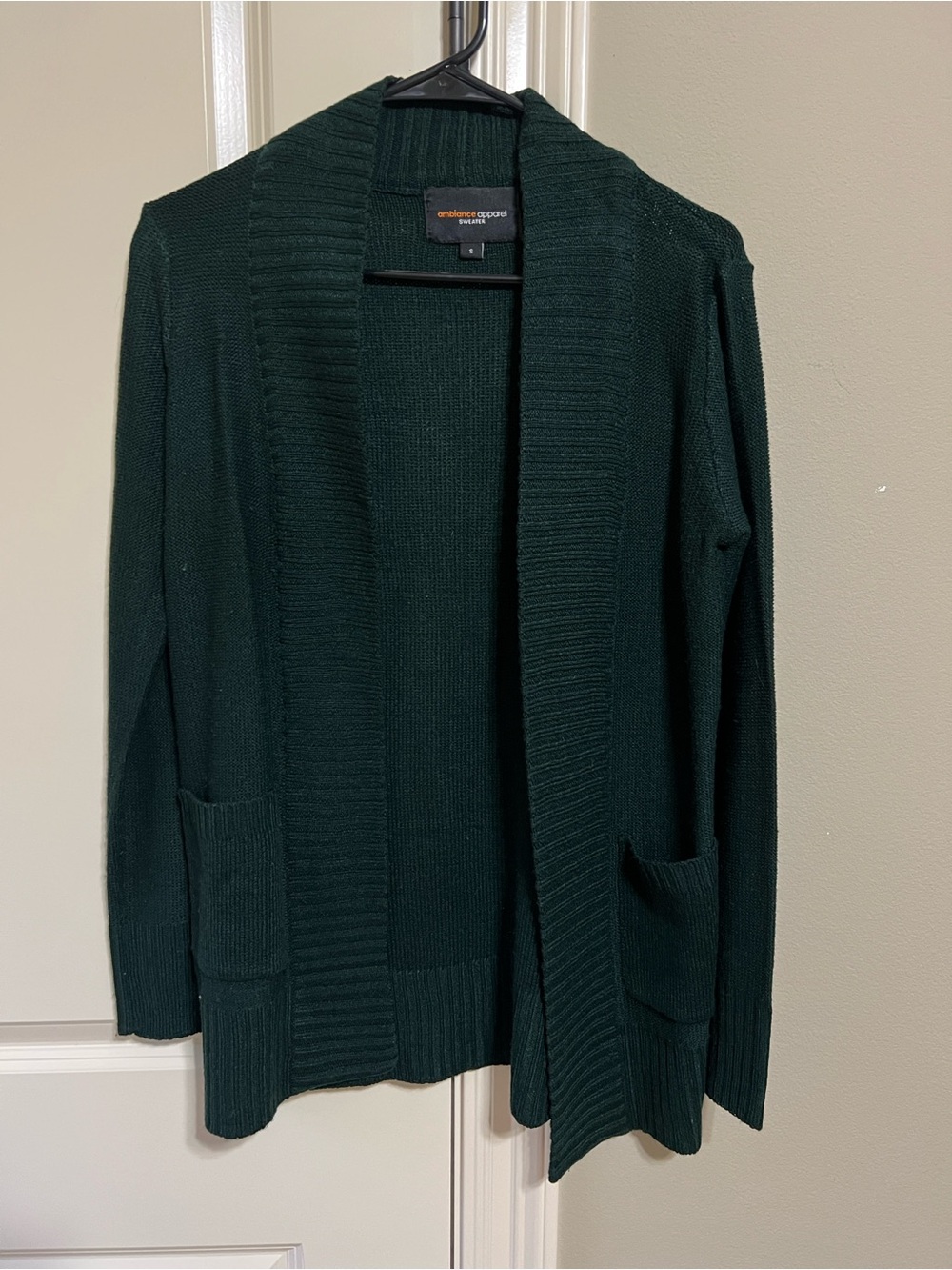 Ambiance Forest Green Open Cardigan with Pockets